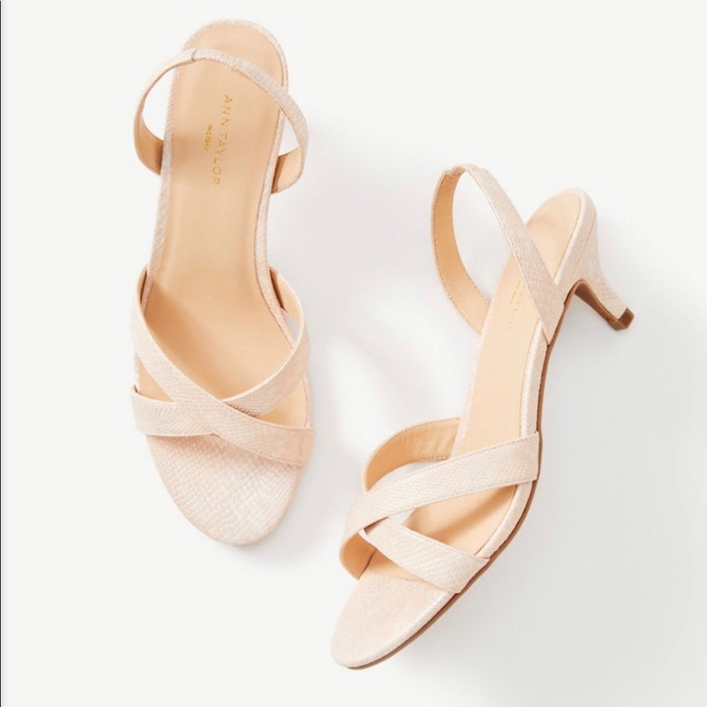 Embossed Sling Back Kitten Heels, Blush. NWT